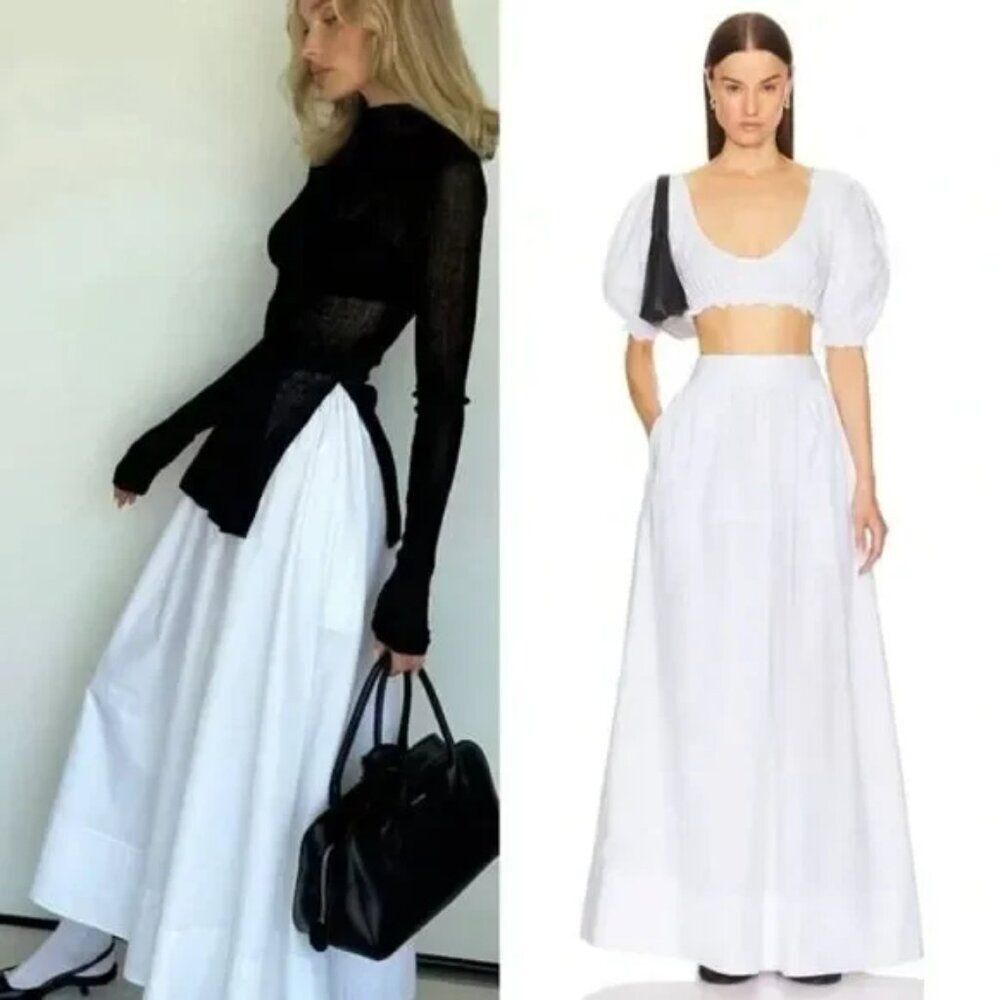 NWT Helsa White Cotton Poplin Maxi Skirt size XL
